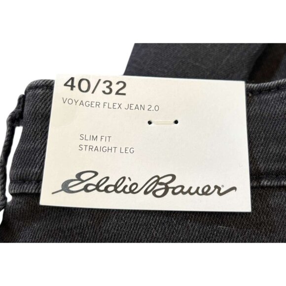 Eddie Bauer Mens Voyager Flex Jeans 2.0 Slim Fit Straight Leg 40x32 Faded Black - Picture 2 of 6